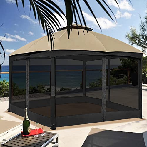 10x10 Gazebo Replacement Mosquito Netting, 4-Panel Sidewall with Zippers D424
