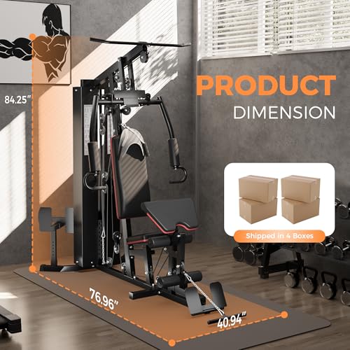 Home Gym Equipment with 150LBS Weight Stack and Pulley System Q481893