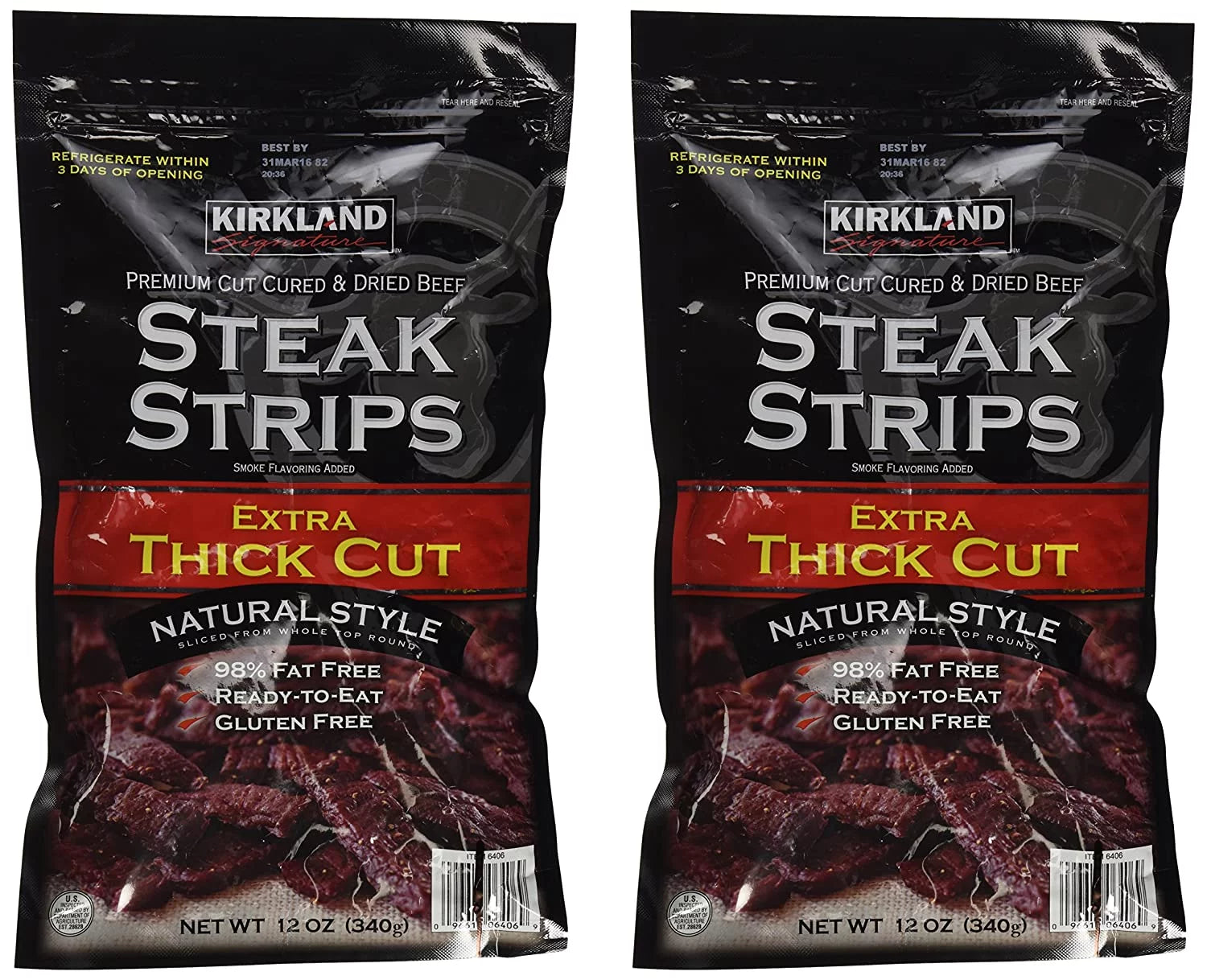 Premium Beef Steak Strips Jerky 12 oz 2 Pack