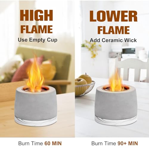 Concrete Tabletop Fire Pit Bowl, Portable Indoor Outdoor with Extinguisher N994