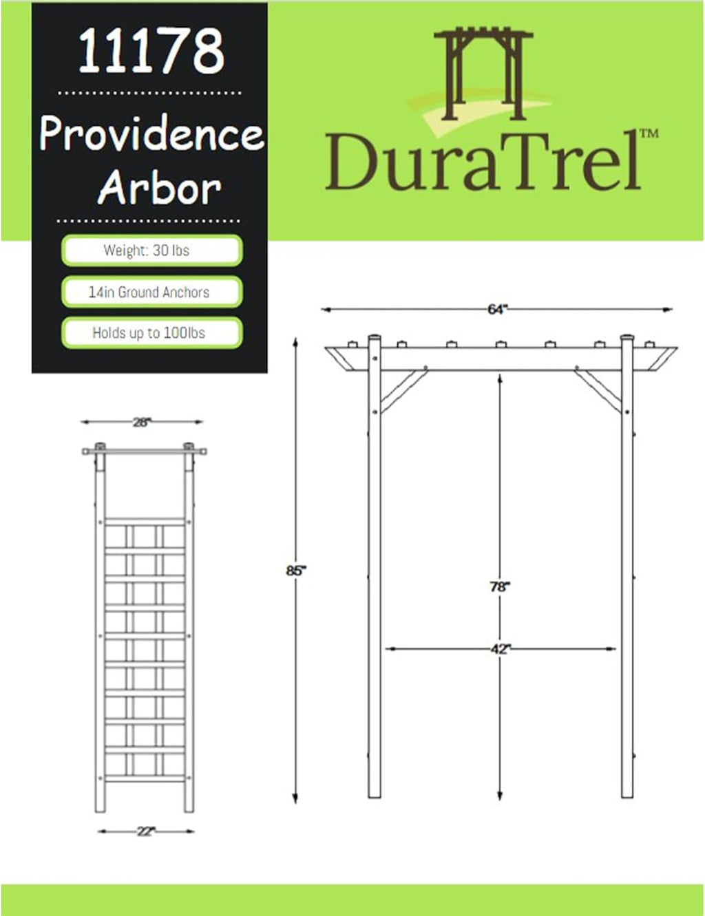 PVC Patio Garden Arch with Lattice Trellis for Climbing Plants, White C7329