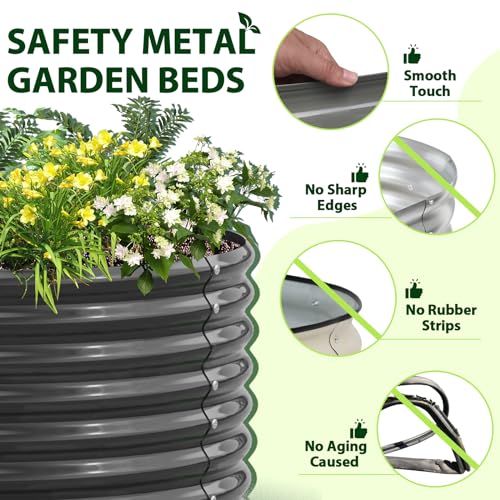 Galvanized Raised Garden Bed Oval Metal Planter Box for Vegetables Flowers U63502