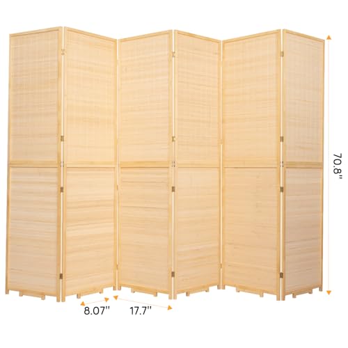Bamboo Room Divider Folding Privacy Screen, 4 Panel, Beige N84000