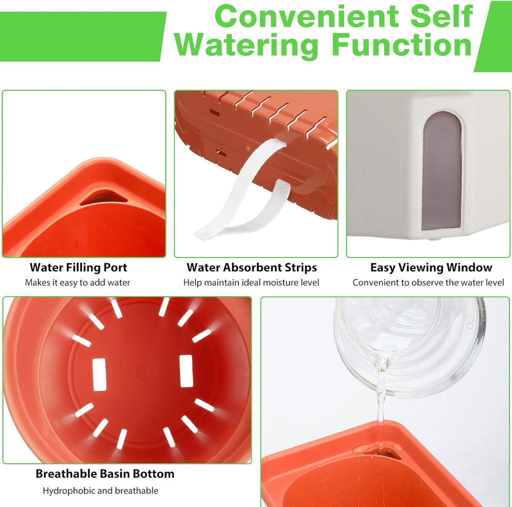 Self Watering Window Planter Box Set for Indoor Plants O11646