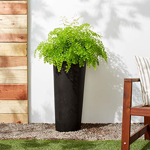 Contempo Tall Round Planter, 13 by 13 by 28-Inch, Black Q850336