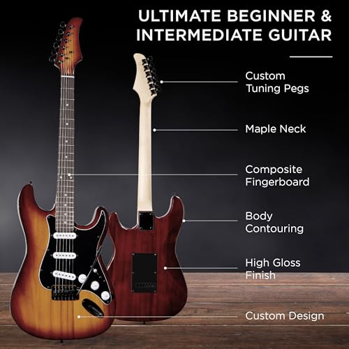 39in Full Size Beginner Electric Guitar Starter Kit with Case and Amp E13920