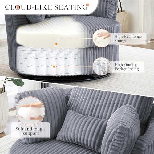 Round Swivel Barrel Chair with Ottoman for Living Room Bedroom G375183