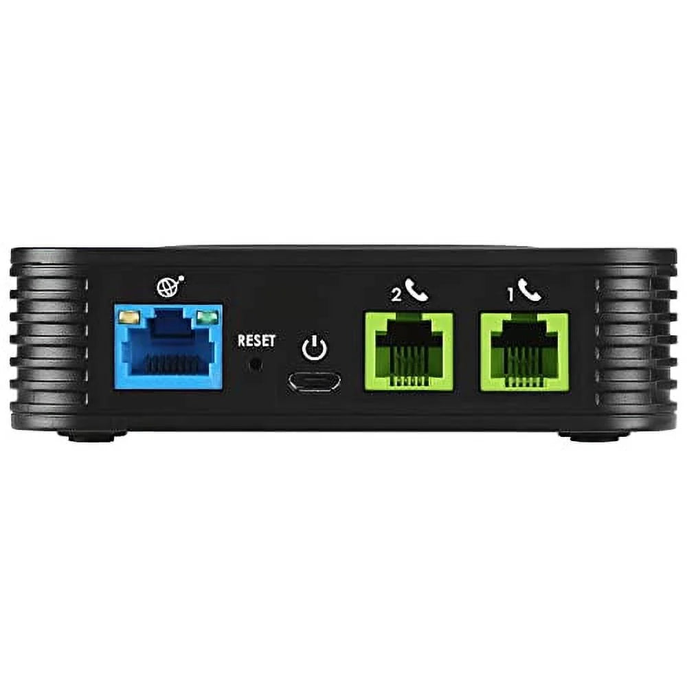 2 Port Analog Telephone Adapter VoIP Phone, Black E5809