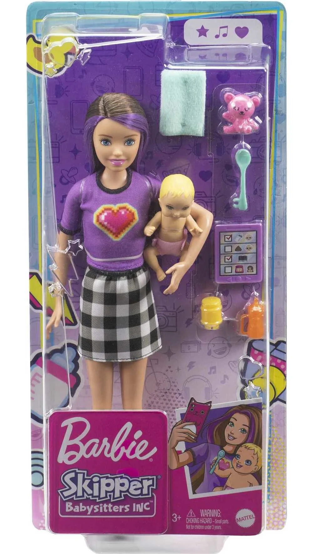 Skipper Babysitters Inc Set with Doll, Baby Doll & 4 Accessories M279693