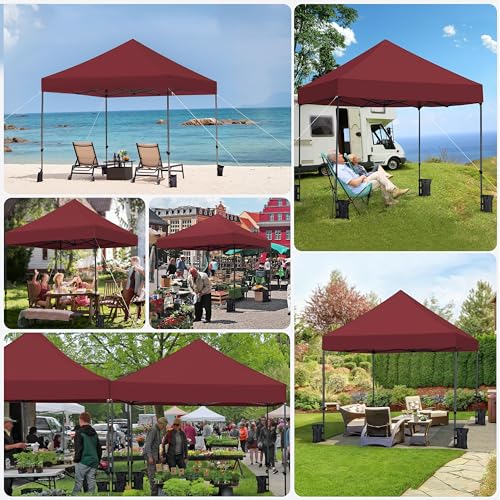 Heavy Duty Pop Up Canopy Tent 10x20 with Wheeled Carry Bag, White Q36763