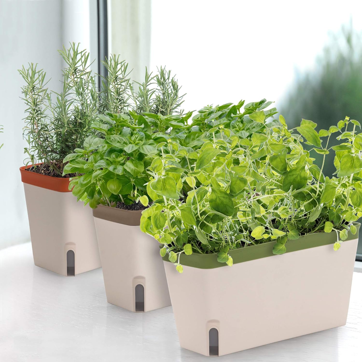Window Herb Planter Box, Self-Watering, Set of 3 W9930