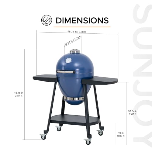 Charcoal Kamado Grill with Pizza Stone and Wheels Y970299