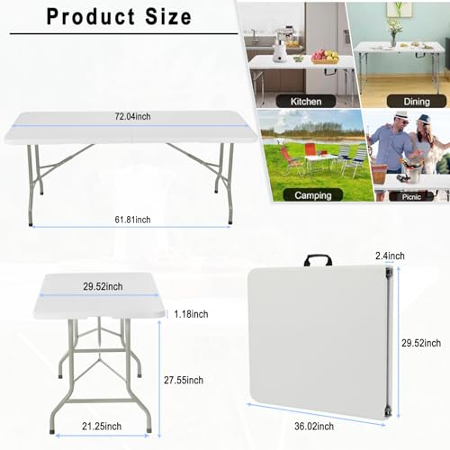 Heavy Duty Portable Folding Table for Dining, Parties, and Camping Z981199