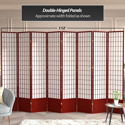 7 ft. Tall Window Pane Shoji Screen Room Divider, 3 Panels, White S15216