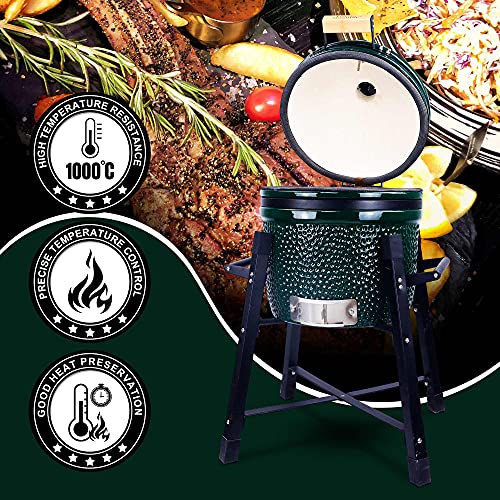 Ceramic Kamado Charcoal BBQ Grill and Smoker, 15 Inch with Tall Stand Z263