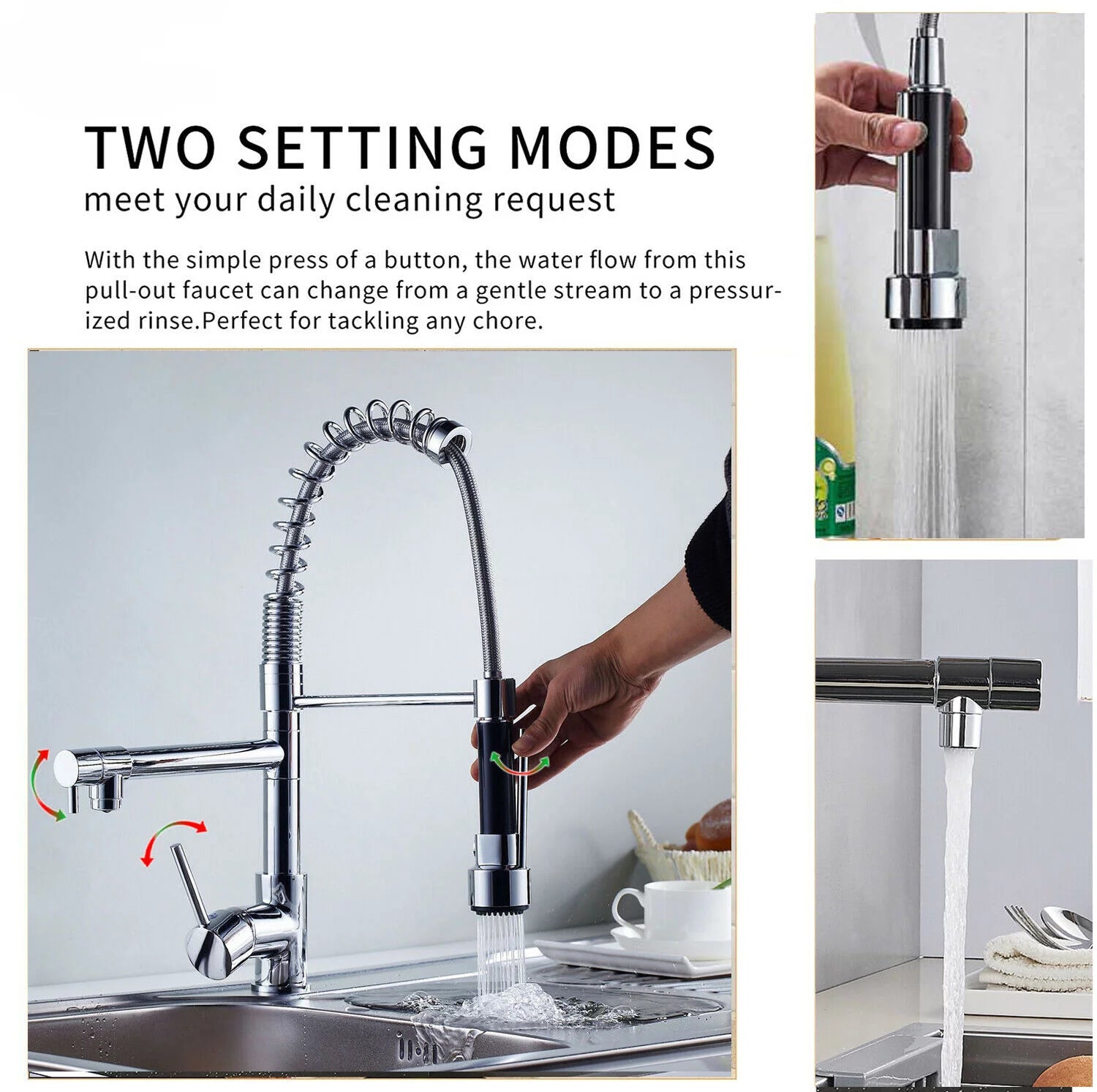 Commercial Kitchen Faucet with Pull Down Sprayer, Brushed Nickel R79827