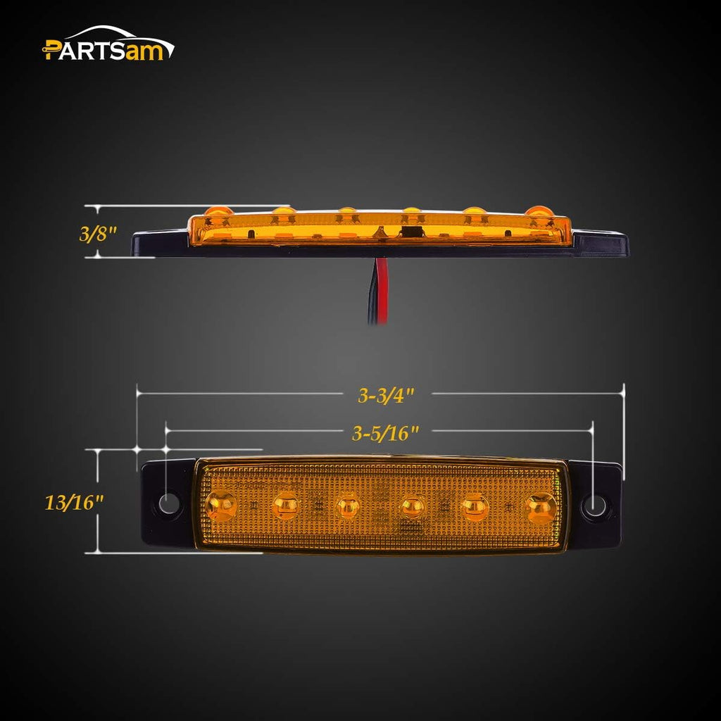 20Pcs Thin 3.8" 6 LED Amber Clearance Lights for Trucks Trailers C53399