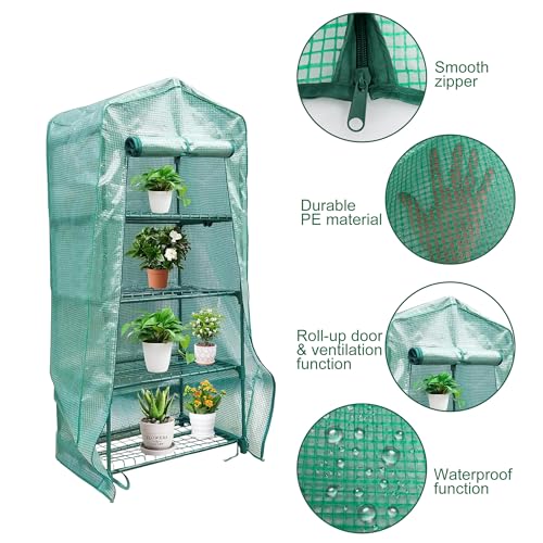 4 Tier Greenhouse Replacement Cover with Roll-Up Zipper Door U89759
