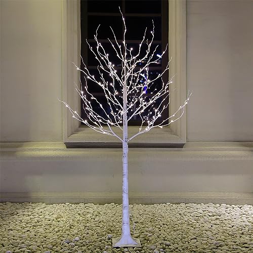 Lighted Birch Tree Set 4ft, 6ft and 8ft with Warm White LED Lights for Holiday Decor Y74695