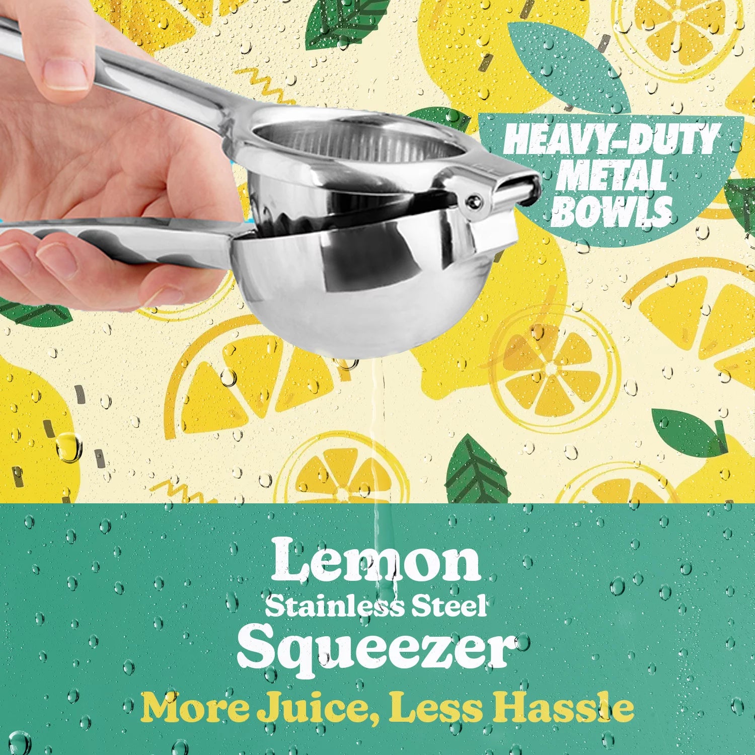 Washable Lemon Squeezer Stainless Steel with Large Bowl and Stable Grip O8612