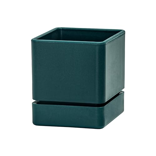 4 Inch Plastic Herb Planter Pot with Drainage Holes and Saucer, Set of 3, White E812718