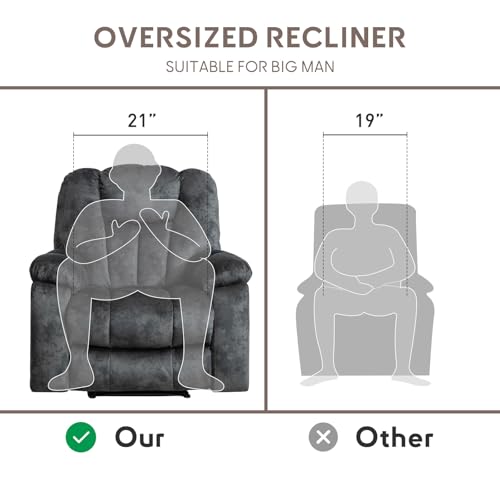Manual Recliner Chair with Massage and Heat for Adults, Brown O26736