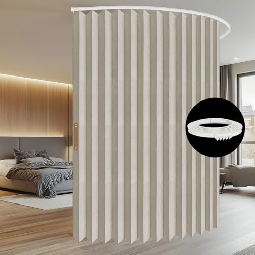 Blackout Accordion Room Divider Curtains with Ceiling Track for Bedroom Patio Sliding Door Q924855