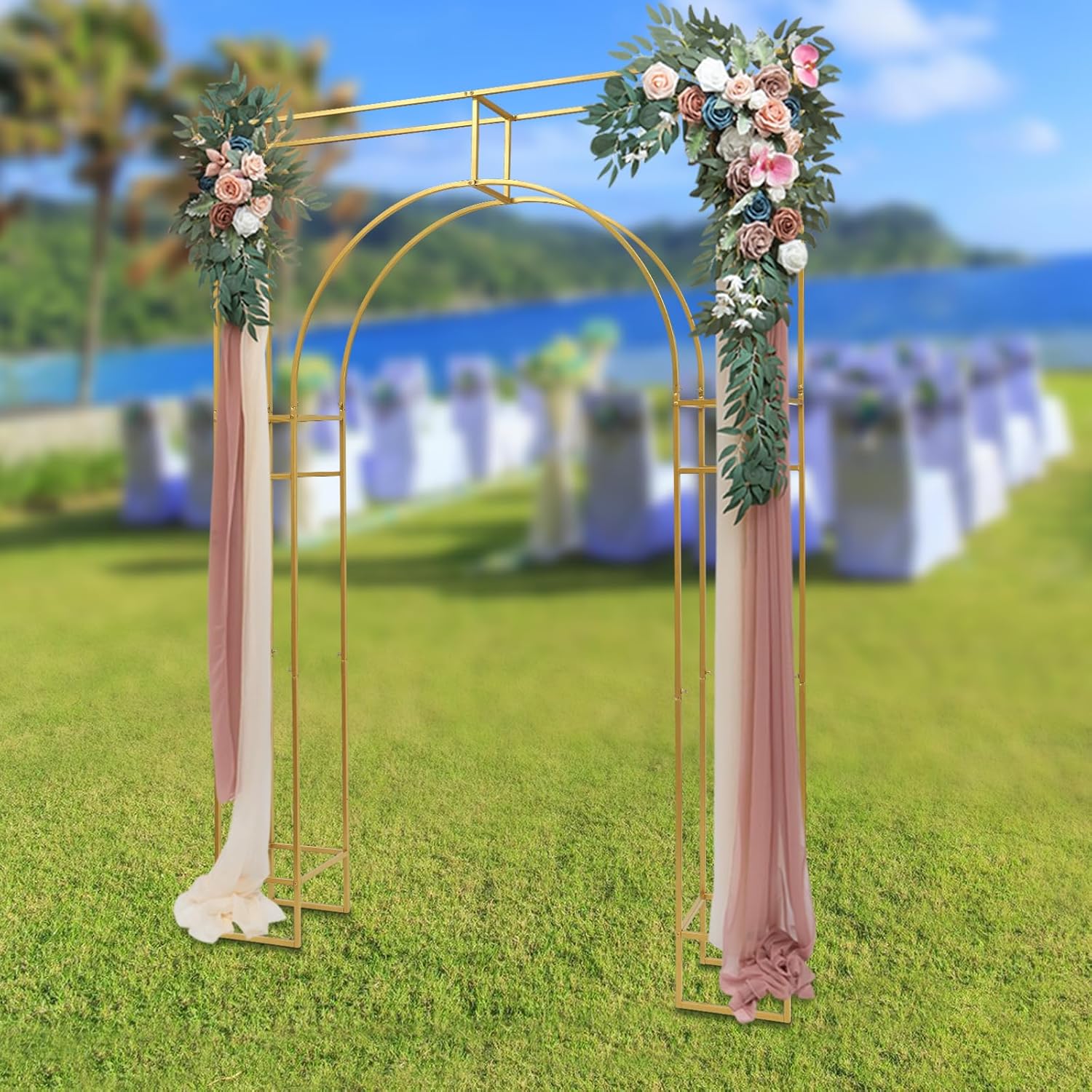 Gold Metal Arch Backdrop Stand for Wedding Ceremony I195