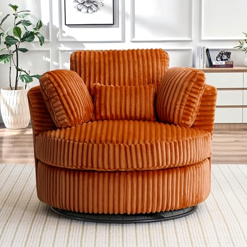 Round Swivel Barrel Chair with Ottoman for Living Room Bedroom G375183
