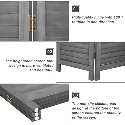 6 Panel Wood Room Divider Privacy Screen Freestanding White U13428