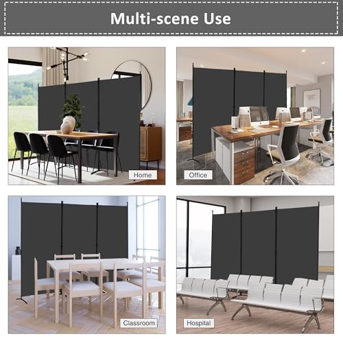 3 Panel Room Divider Folding Partition Privacy Screens, Freestanding Fabric Panel, 102" W x 71" H S7520