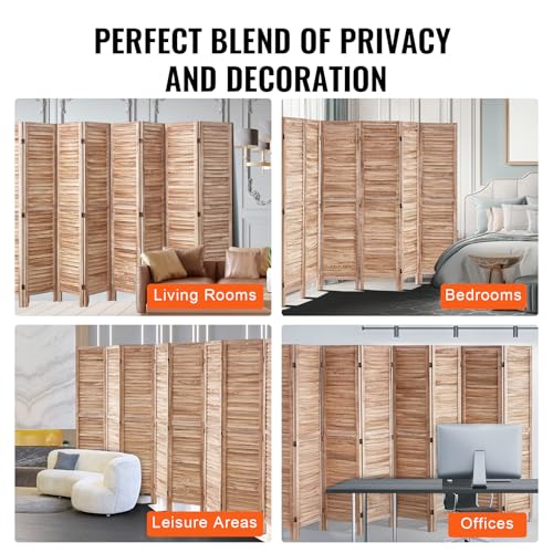 4 Panel Folding Wood Room Divider, 66.9 Inch Tall Privacy Screen I263