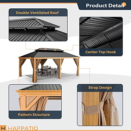 10 x 12 ft Hardtop Gazebo with Netting and Curtains for Patio, Deck, Backyard X60892