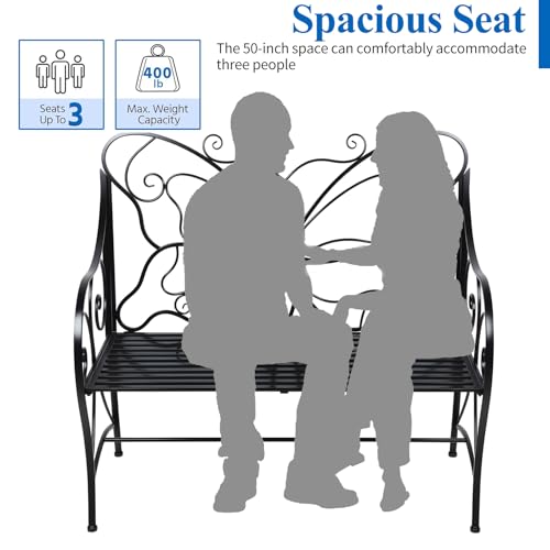 Outdoor Garden Bench Cast Iron with Armrests Y884