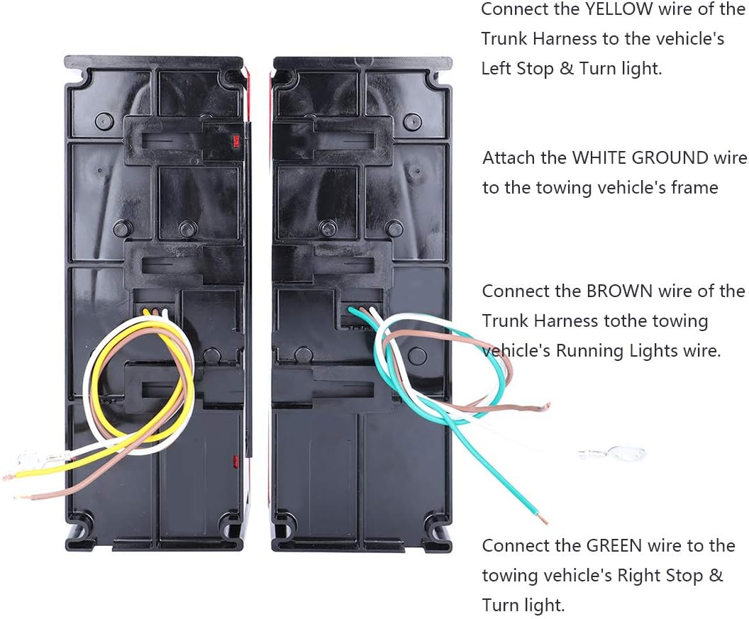 2PCS 12V LED Submersible Rectangular Trailer Lights, Tail Stop Turn Running Lights Kit S185120