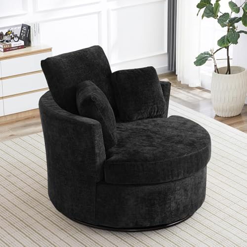 Round Swivel Barrel Chair with Ottoman for Living Room Bedroom G375183