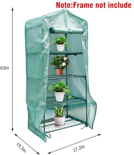 4 Tier Greenhouse Replacement Cover with Roll-Up Zipper Door U89759