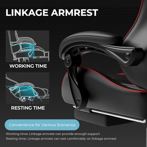 Gaming Chair with Footrest and Lumbar Support, Height Adjustable, Blue Y9034
