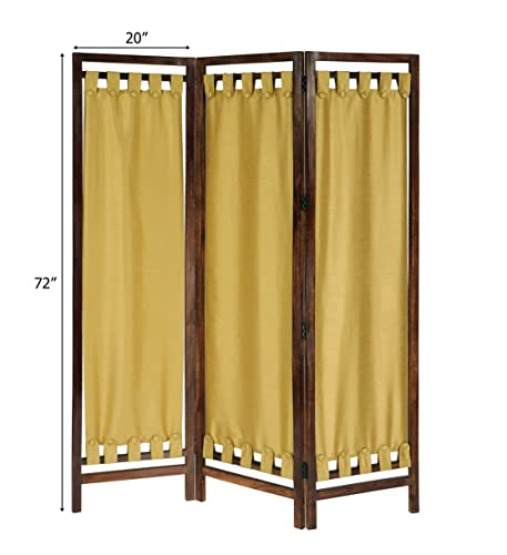 4 Panel Folding Wood Room Divider, Antique Brown, 72 x 80 P209
