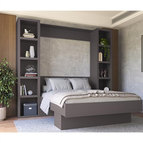 Queen Murphy Wall Bed with Two Bookshelves Z468