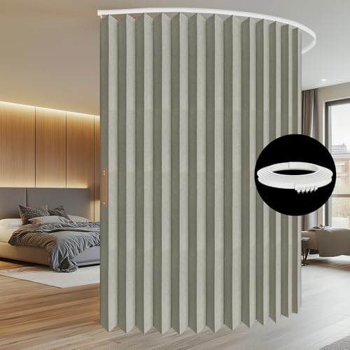 Blackout Accordion Room Divider Curtains with Ceiling Track for Bedroom Patio Sliding Door Q924855