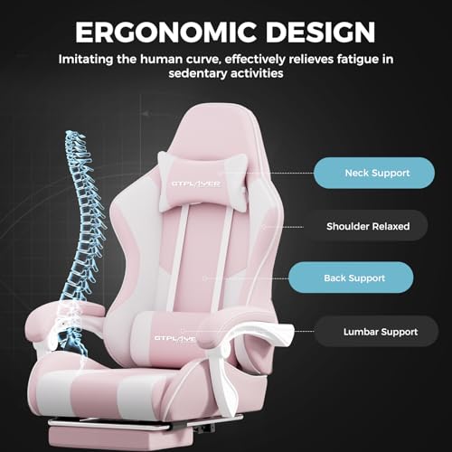 Gaming Chair with Footrest and Lumbar Support, Height Adjustable, Blue Y9034