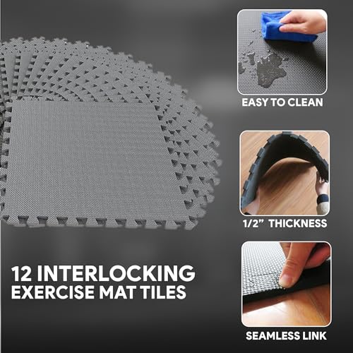 Puzzle Exercise Mat with EVA Foam Interlocking Tiles for MMA, Gymnastics and Home Gym H787