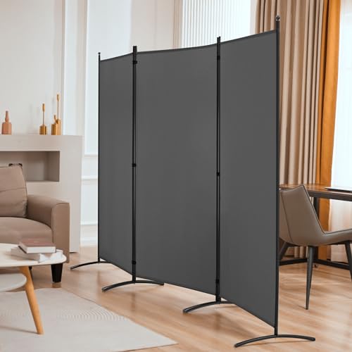 3 Panel Room Divider Folding Partition Privacy Screens, Freestanding Fabric Panel, 102" W x 71" H S7520
