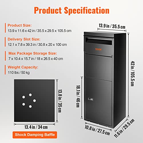 Galvanized Steel Package Delivery Box with Coded Lock, IPX3 Waterproof P292