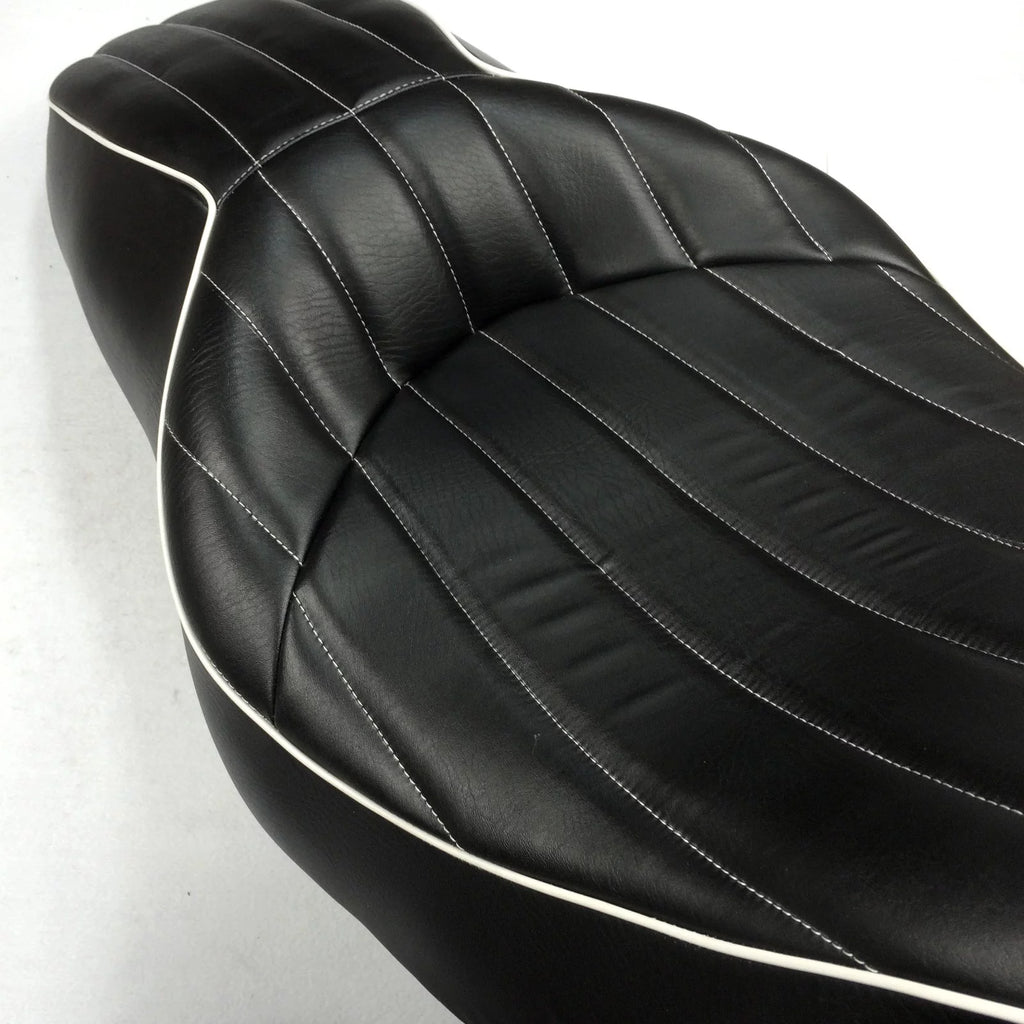 Motorcycle 2-up Leather Seat with Vertical Stripes Z3586