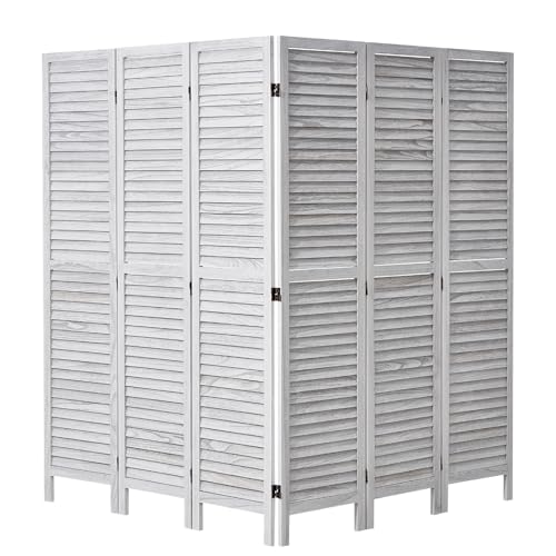 4 Panel Folding Wood Room Divider, 66.9 Inch Tall Privacy Screen I263