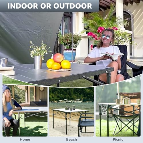 Folding Camping Table Aluminum Roll Up Portable Picnic Table Q486920