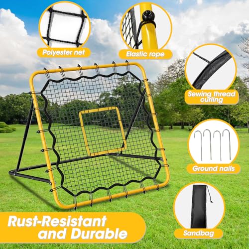 Soccer and Baseball Rebounder Net with Pitching Target, Adjustable Angles D112
