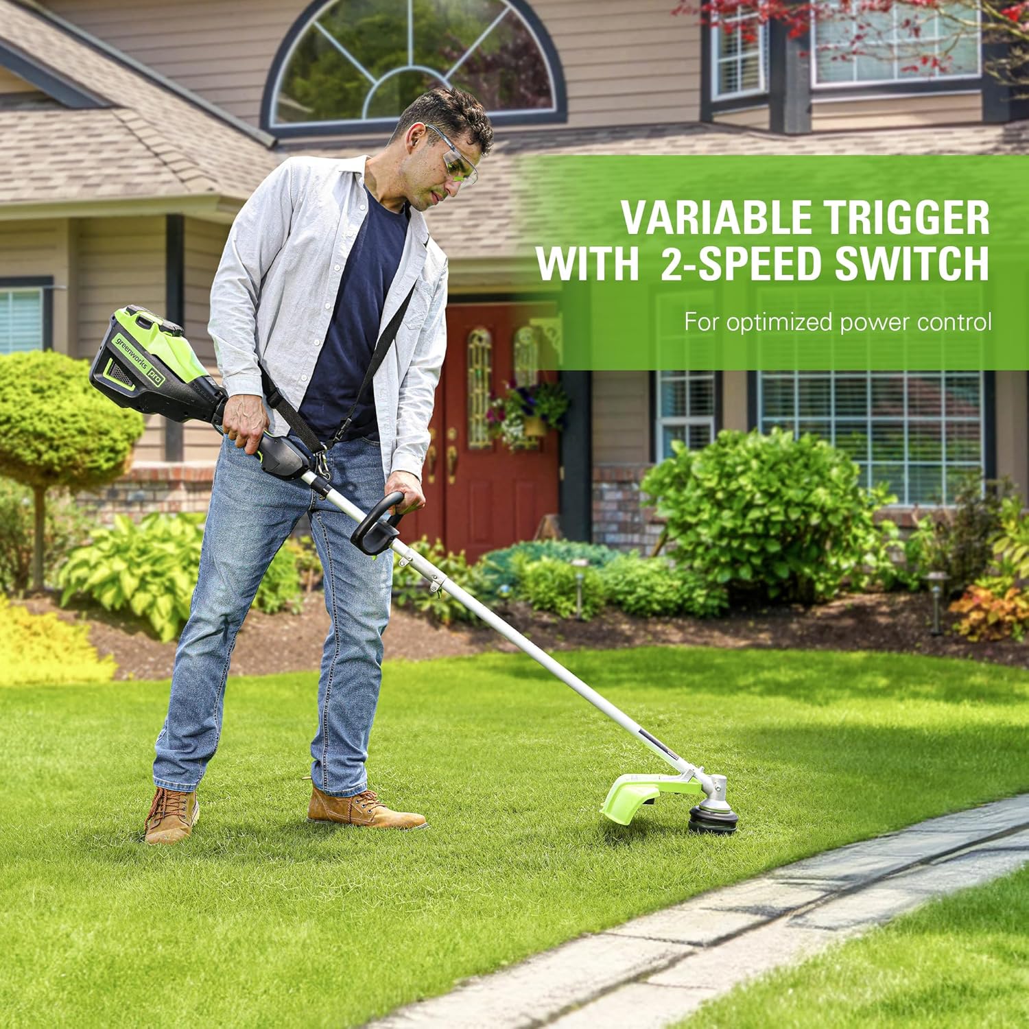 80V 16-Inch Brushless String Trimmer with Battery and Charger A9053